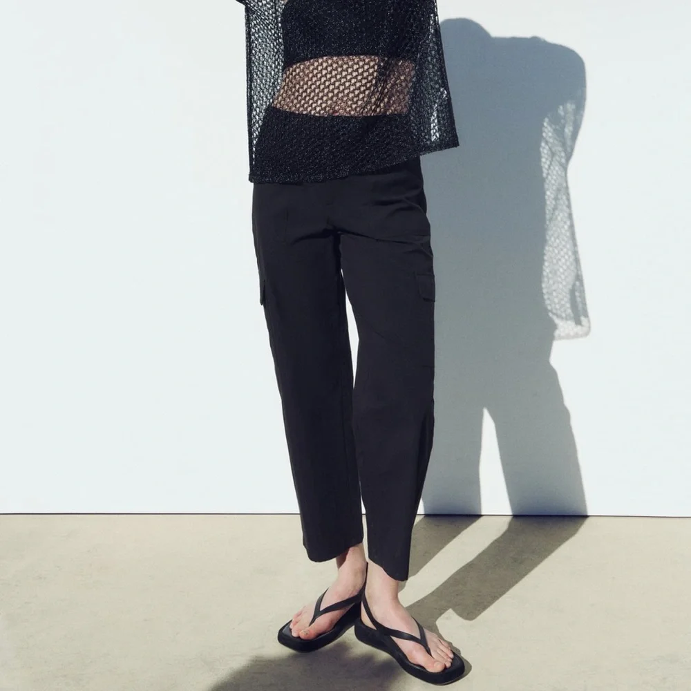 Zara straight cargo pants Black NWT size XXL_2
